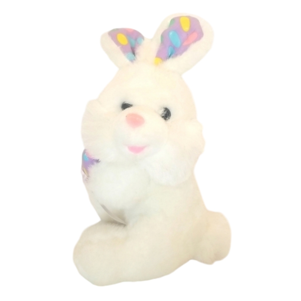 Vintage Best Made Toys Ltd White Bunny Rabbit Plush with Purple Ears & Egg